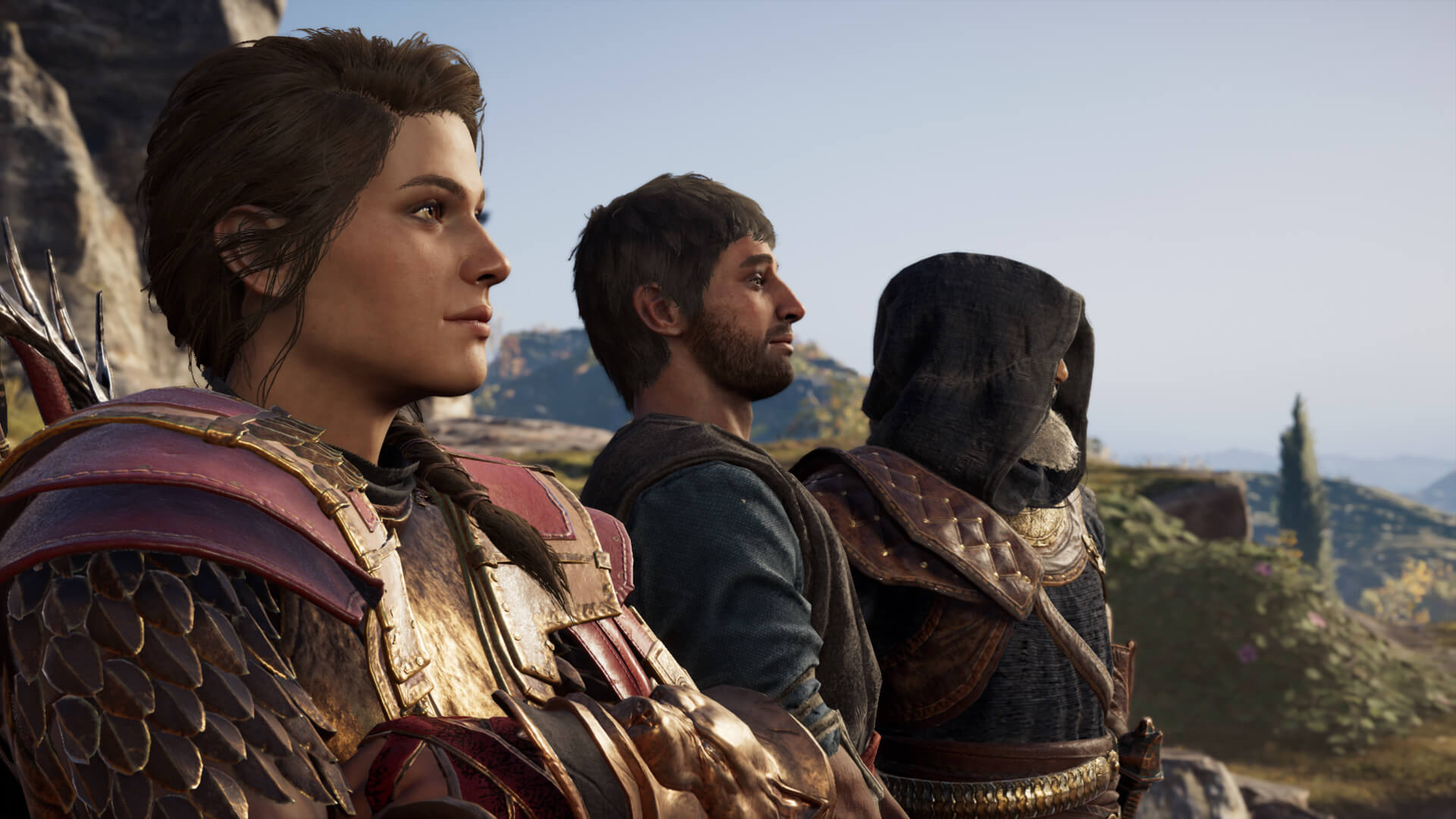 Kassandra, Natakas y Darío en Assassin's Creed Odyssey
